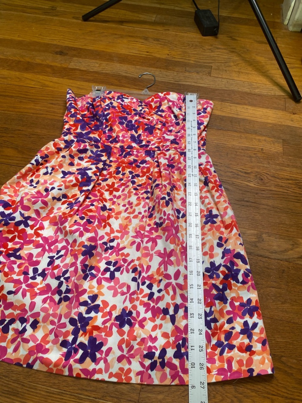 Shoshanna Strapless Floral Dress Size 6 Pink Purple Fit & Flare - Picture 7 of 10